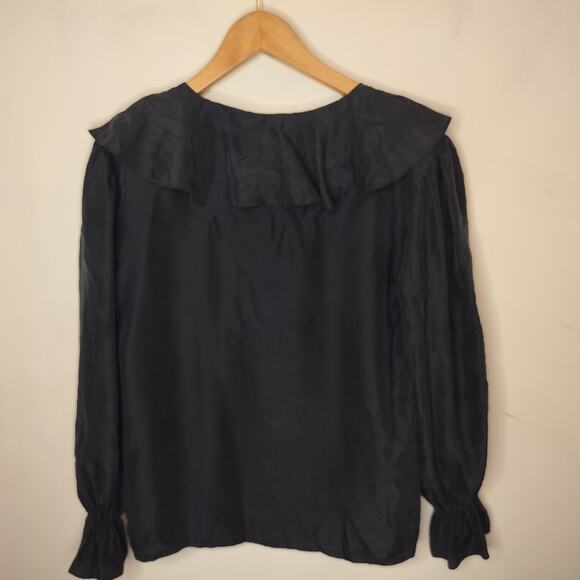 Vintage Express 100% Silk Ruffled Blouse Campagnie Internationale - Picture 6 of 7